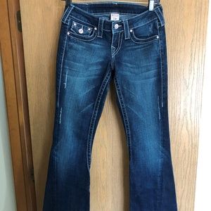 TRUE RELIGION WOMENS PINK CRYSTAL JEANS, 25X32